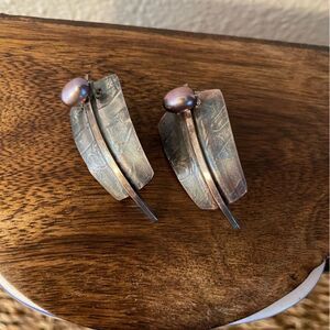 Sterling Signed Allison 1981 Art Deco Solid Earrings Pierced Ears